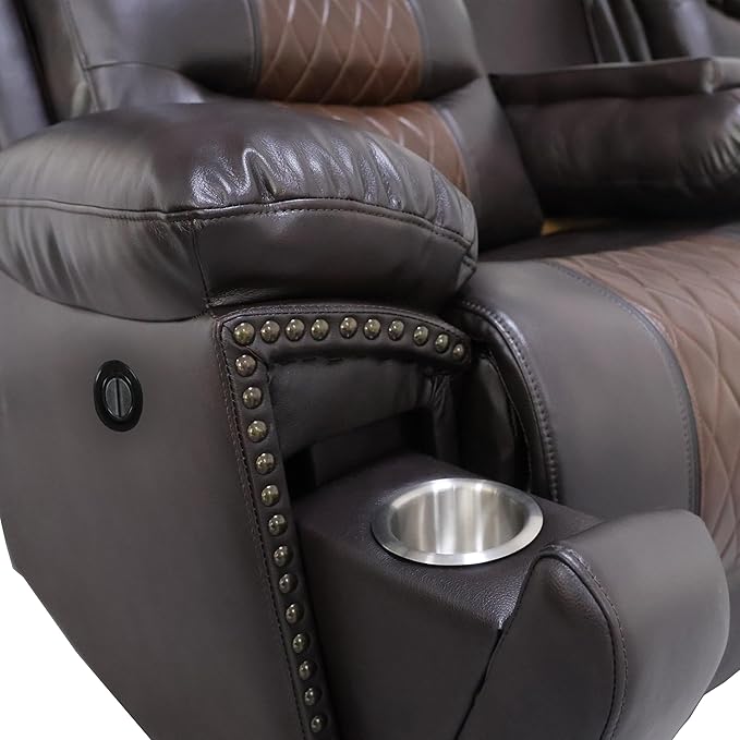 New Classic Furniture Nikko Faux Leather Sofa with Power Footrest Brown