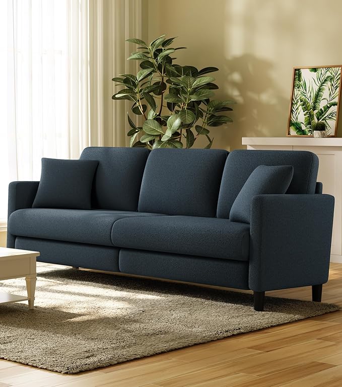83 Couches for Living Room Comfy Sofas for Living Room Teddy Sofa Couch Tool-Free Setup Loveseat Sofa All-Wood Love Seat Couches Small Couch 2 Pillows Included Blue Grey