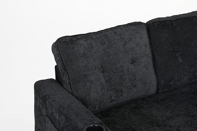 ERYE Foldable Loveseat Sofa Convertible Pull Out Sleeper Sofabed2 Seat Tufted Upholstered Sofa Modern Convertible Sleeper Couch Bed with Cupholders and Side Pockets