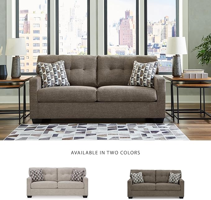 Signature Design by Ashley Mahoney Contemporary 2-in-1 Tufted Sofa Sleeper with Folding Gel Memory Foam Mattress Full Dark Brown