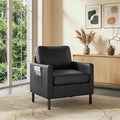 AODAILIHB Black Leather Accent Chair Modern Accent Chairs with Arms Small Chair with 2 Pocket/Thick Cushion Comfy Single Seat Sofa Couch for Living Room/Waiting Room/Office (1 Black)