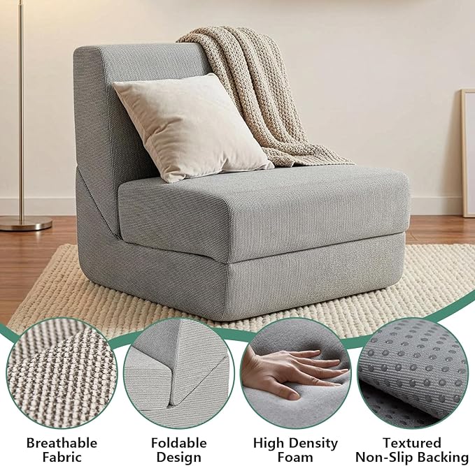 GLCS Folding Sofa BedConvertible Sleeper ChairModern Floor Futon Sofa Couch for Living Room/Dorm/Guest Use/Home Office/Apartment