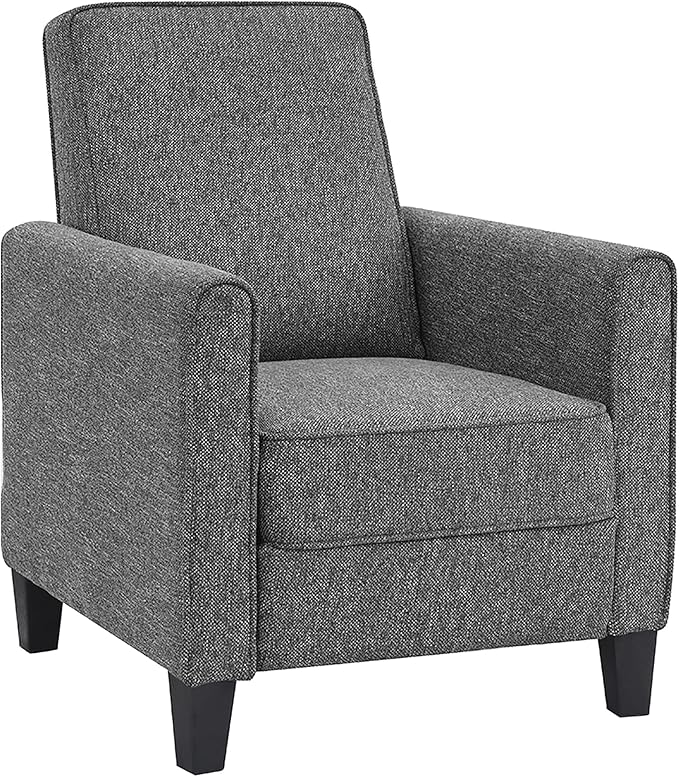 24/7 Shop at Home Mulvane Modern Recliner Chair with Push Back &amp Foot Rest Single Couch with Fabric Upholstered &amp Plastic Legs Sofa Reclinable Individual for Bedroom Living Room Home Offic