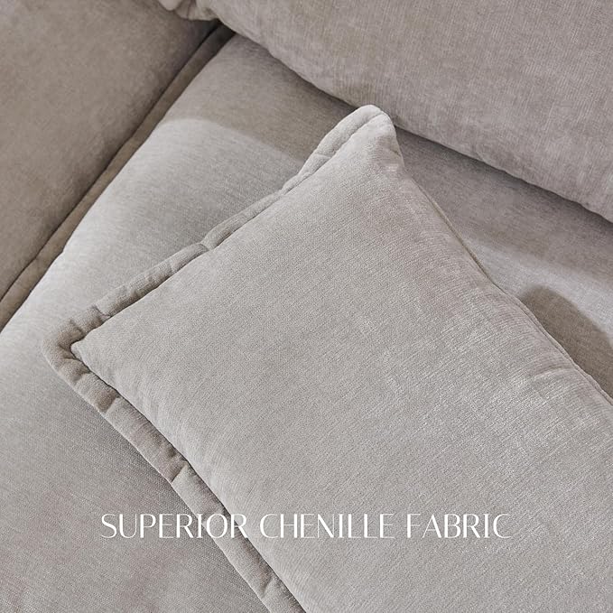 88.98 Cloud Couch Sectional with Storage Ottoman Sectional Couches for Living Room U-Shape Modular Sectional Sofa with 5 Seater Chenille Sofa and Pillow for Apartment BedroomLight Grey