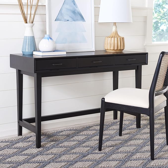 SAFAVIEH Home Collection Hawthorn Black 3-Drawer Desk