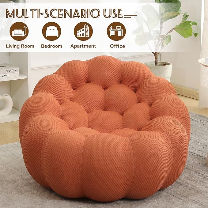 Bean Bag Chairs for Adults/Teens Reading Corner Chair Orange Beanbag Chair for Bedroom Living Room Small Comfy Chairs for Living Room Small Space No Assembly Required (Orange)