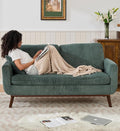 Tbfit 65 Corduroy Love Seat with Spring Cusions Mid Century Modern Loveseat Sofa for Livingroom &amp Bedroom Comfy Upholstered Small Couch