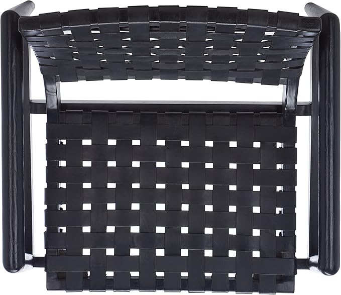 SAFAVIEH Home Collection Bellona Black Leather Woven Accent Chair (Fully Assembled)