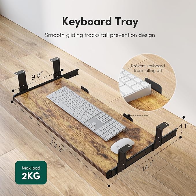 FEZIBO Standing Desk with Keyboard Tray 40 x 24 Inch Adjustable Height Sit Stand Desk with Memory Presets for Home Office Ergonomic Computer Workstation Rustic Brown