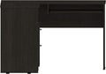 Black L-Shaped Desk with 2 Drawers &amp Open Shelf - Modern Home Office Design
