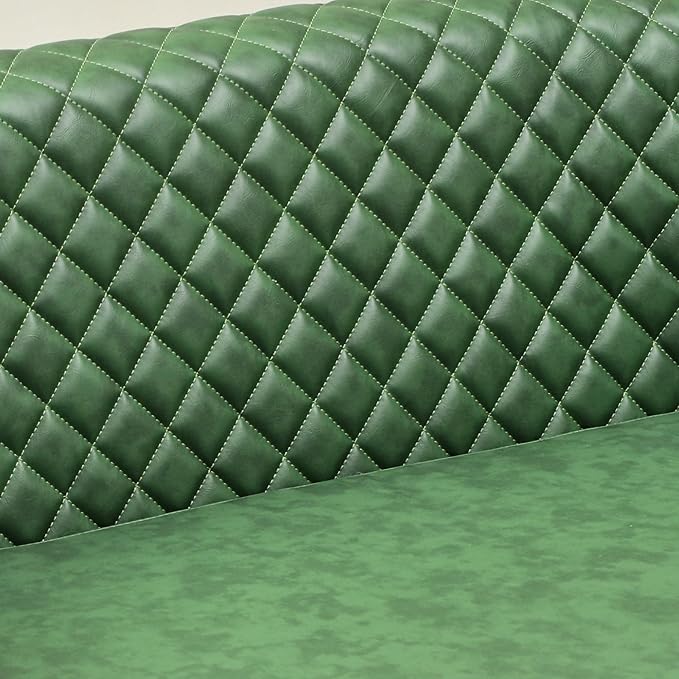 KINWELL 50 Faux Leather Upholstered Loveseat Sofa with 2 Swivel Barrel Accent Chairs Minimalist Comfy 2-Seater Couch and Armchair for Small Spaces Apartment Green