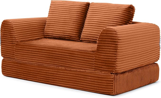 Foldable Boneless Love Seat Couches in a Box Modern Floor Foam Sleeper Sofa Bed 2-in-1 Convertible Cloud Sofa for Home Apartments Bedroom