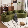 110 Green Curved Boneless Couch with Cushions Modern Cloud Sofa for Living RoomChenille Sectional Minimalist Deep Seat Luxurious No Assembly