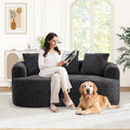 60 Curved Sectional Sofa for Small Spaces - Plush Chenille Modern Cloud Loveseat with Pocket Springs &amp Memory Foam Boneless Floor Couch for Living Room 27.6 Extra Deep Seat No Assembly (Black