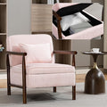 Yoglad Accent Chair with Storage Corduroy Fabric Reading Chair with Wood Frame Mid Century Modern Storage Armchair for Living Room Bedroom Apartment(Light Pink)