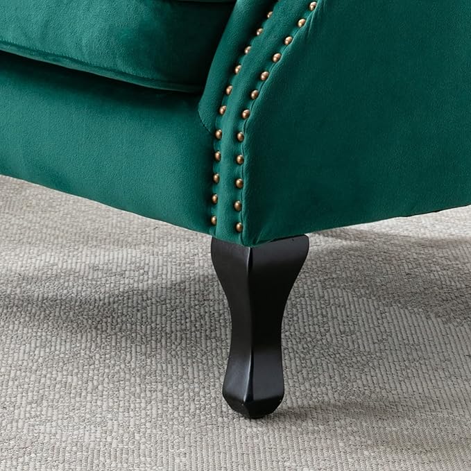chairus Mid-Century Modern Accent Chairs Set of 2 Comfy Sofa Chairs Channel Back Armchairs with Small Pillow for Living Roon Bedroom Club - Velvet Green