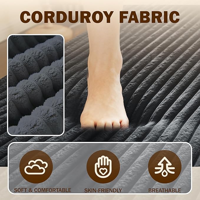 Convertible Sofa Bed Full Size｜78 Sleeper Couch with 2 Pillows｜Corduroy Fabric Folding Sofa Bed｜High-Density Foam｜No Assembly｜Space-Saving｜for Living Room Guest Room｜Dark Grey