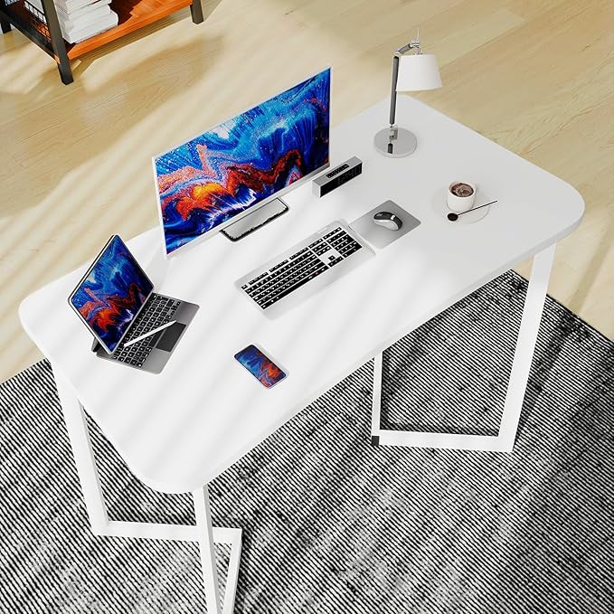 Computer Desk 40 Inch Small Table for OfficeModern Simple Style Writing Study Work Gaming Table for Home Office (White)