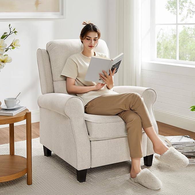 Oversized Recliner Chair for Living Room Modern Reclining Sofa Home Theater Seating with Upholstered Push Back Mid-Century Reclining Armchair with Lumbar Support Bedroom Reading Nook Office