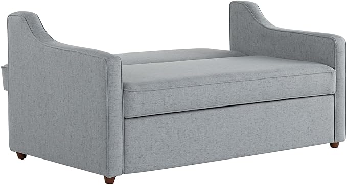 Serta® Corren 68.1 Queen Sized Convertible Sofa Dream Coil® Comfort Fingerguard® Pinch Point Protection Sofa Chenille Fabric Light Gray