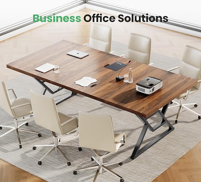 70.8 Large Executive Desk - Computer Office Desk Workstation Modern Business Writing Table with Sturdy Metal Legs for Home Office (Wood Color 71 Inch)