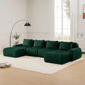 146 Boneless Couches for Living Room Oversized U-Shaped Couch with Buckle Connection Anti-Slip Design Flannelette Fabric Modular Sectional Sofa with Deep Seat (Green 4 Seat + 2 Ottoman)