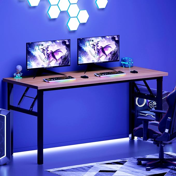 Folding Desk 62 inch No Assembly Folding Desks for Small Spaces Sturdy Foldable Computer Desk Functional Home Office Desks Study Writing Desk Office Table Workstation for Home Office Outdoor