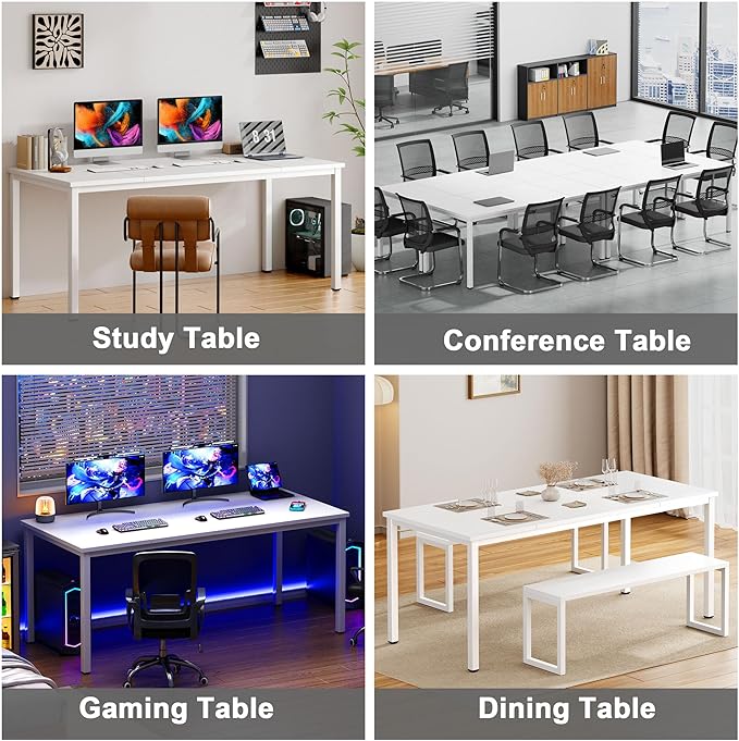 Need Large Computer Desk 70.8 x 31.5 inches Conference Table Large Office Desk Writing Table Workstation for Home OfficeWhite 10FJGSAC3-180WW-ND