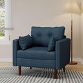 GDFStudio Tufted Club Chair Accent Armchair Accent Arm Reading Chair for Living Room Upholstered Button Armchair Lounge Chair with Comfy Cushion Wooden Leg for Bedroom Office Navy Blue