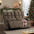 Rocker Recliner-Loveseat Recliner SofaCat-Proof Reclining Loveseat with Phone Holder RV Douber Recliner Sofa for Home TheaterLiving Room (Brown-2 Seater) | Rocker Recliner Phone Holder