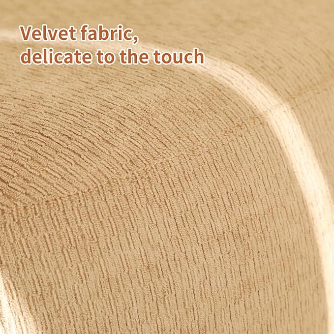 HAZO Cute Accent Chair with Solid Wood Legs Velvet Living Room Chair with Soft Cushion Cozy Bedroom Chair Comfy Armless Reading Chair for Apartment Waiting Room Balcony (Camel)