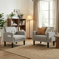 TYBOATLE Accent Chair Sets of 2 Living Room Chairs Cozy Tufted Mid Century Modern Chairs with Arms for Bedroom Comfy Reading Arm Chair Small Chairs for Small Spaces Living Room Office (2 Light Grey)