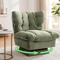 Oversized Chenille Swivel Accent Chair for Living Room – Cozy Upholstered Reading Chair Thick Cotton Cushion 360° Rotating Barrel Chair 300lb Capacity Green