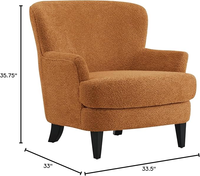 Christopher Knight Home Winnie Boucle Upholstered Wingback Accent Chair and Ottoman Footrest Living Room Lounge Chair and Ottoman Set Bedroom Comfy Reading Chair with Footrest Stool Caramel Orange