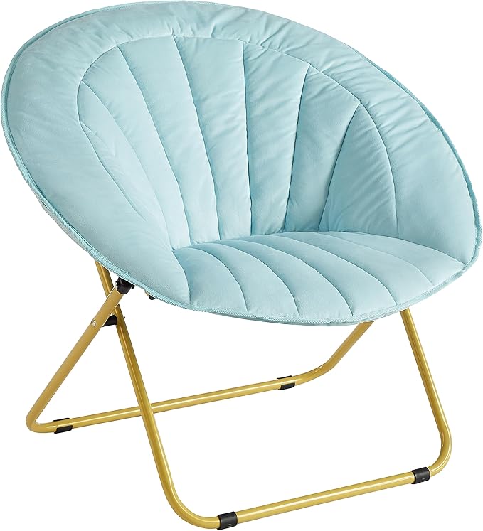 Urban Lifestyle Velvet Channel Stitch Saucer Chair Blue