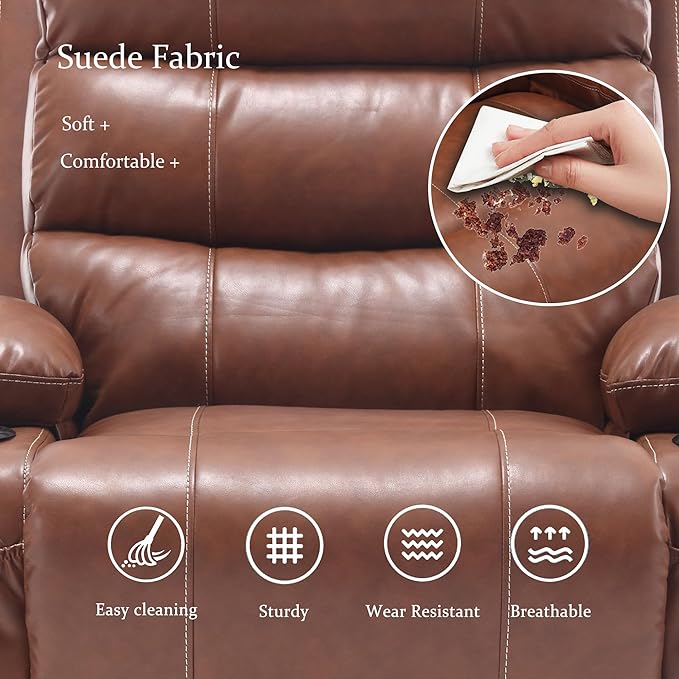 Faux Leather Electric Recliner Lift Chair with Massage and Heat for Elderly Adult Power Lift Recliners Chairs with Cupholders Side Pockets for Living Room Bedroom Lounge