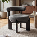 Modern Accent Chair Upholstered Barrel Chair Faux Sherpa Comfy Side Chair with Wooden Frame for Living Room Bedroom 1PC Black