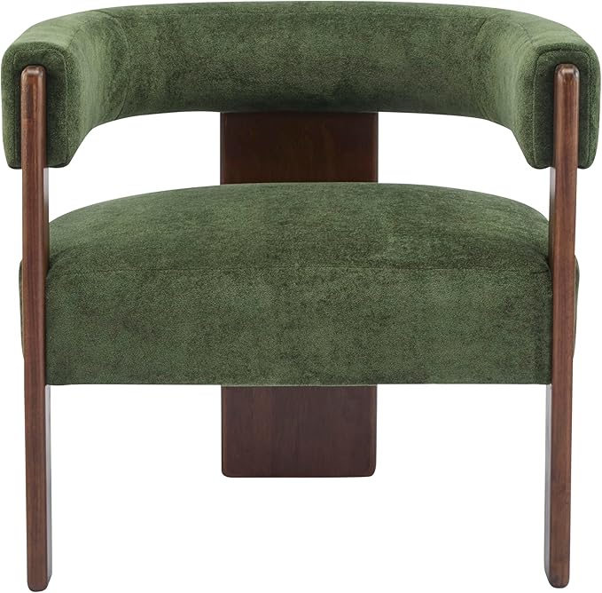 Christopher Knight Home Nettie Modern Accent Chair for Living Room Velvet Fabric Single Lounge Sofa Chair with Wooden Frame Comfy Reading Chair for Bedroom Lounge Armchair with Cushion Olive Green