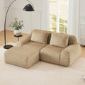 82 Modular Sectional Sofa Couch Flannelette Upholstery Boneless Couch Loveseat with Ottoman Modern L Shaped Sectional Couches for Living Room Apartment &amp Movie Room No Assembly Camel