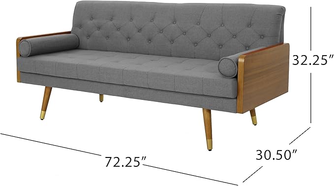Christopher Knight Home GDFStudio Christopher Knight Home Aidan Mid Century Modern Tufted Fabric Sofa Gray