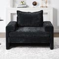 Merax 40.9 Chenille Upholstered Armchair Accent Chair with Wide Armrests Thick Cushion Ergonomic Back Support for Living Room Bedroom or Office Black