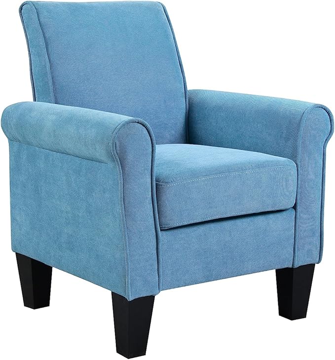 Generic Accent Chairs Comfy Sofa Chair Armchair for Reading Living Room Bedroom Office Waiting Room Linen Fabric Light Blue