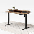 FEZIBO 55 x 24 Inch Whole-Piece Height Adjustable Standing Desk with Double Drawers Sit Stand Desk Stand Up Table (Send Two Packages) Rustic Brown Top
