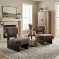 Christopher Knight Home Mores Low Profile Accent Chair Set of 2 Modern Living Room Armless Lounge Chair Fabric Comfy Reading Chair for Bedroom Wooden Frame and Thick Padded Seat Black+Dark Brown