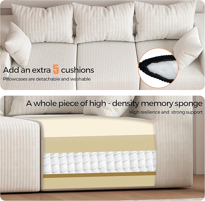 108Modern Sectional SofaModular Convertible L-Shape SofasUpholstered Couches with Deep SeatPet-Friendly Sponge Sofa for Living Room BedroomSofa bed for small space (Beige Left Facing Chaise)