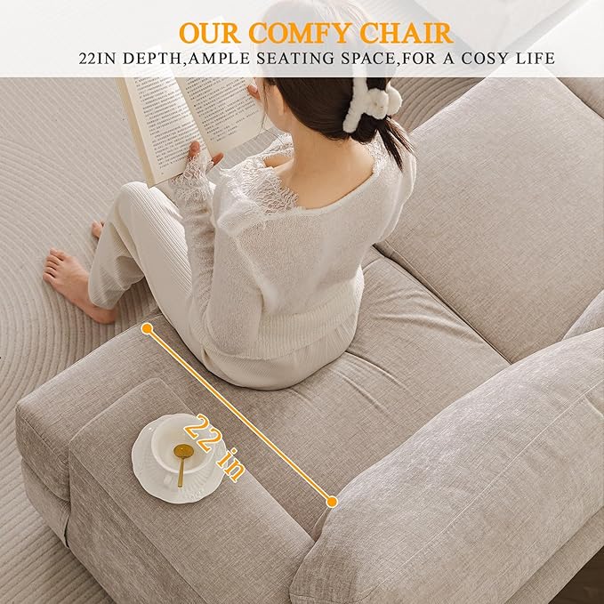Sectional Couch Sofa with Armrest Organizer85 L Shaped Couch with OttomanVelvet Convertible Couches for Living Room3 Seats Sofas Set for BedroomHome FurnitureKhaki