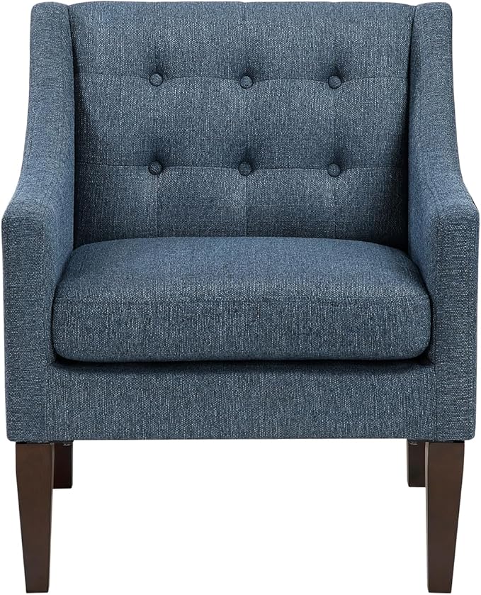Blue Button-Tufted Fabric Accent Chair - Contemporary Living Room Furniture Perfect for Small Spaces