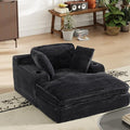 67 Chaise Lounge Chair Indoor Cozy Oversized Fluffy Sofa with Cup Holders &amp Throw Pillows Boneless Sleeper Cloud Couch for Living Room Movie Room and Apartments Black