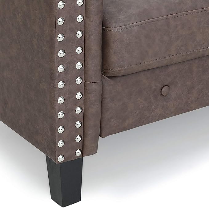 Furinno Bastia Vintage Modern Chesterfield Button Tufted Loveseat/Sofa Couch for Living Room Brown Faux Leather