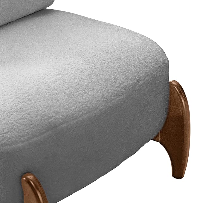 Modern Living Room Accent Chair Teddy Fleece Solid Rubberwood Frame Contemporary Lounge Seating for Reading Corner (Gray)